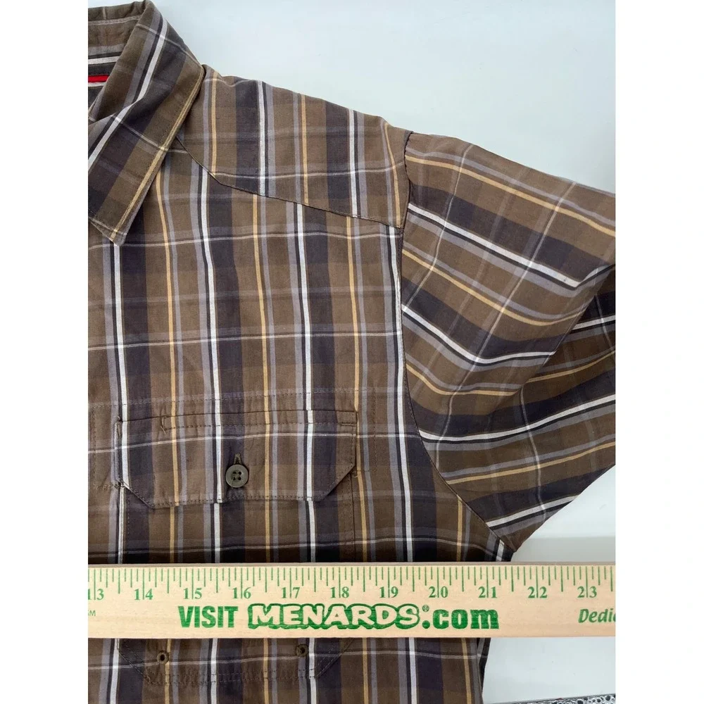 The‎ North Face Mens Plaid Long Sleeve Button Down Shirt Brown Tan Grey Medium